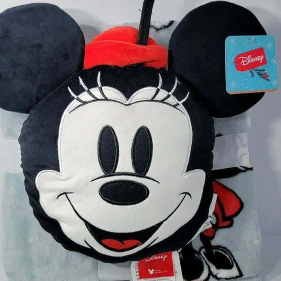 Nogginz Minnie Mouse Christmas Pillow Fleece Travel Blanket Set Holiday Gift - Picture 8 of 8
